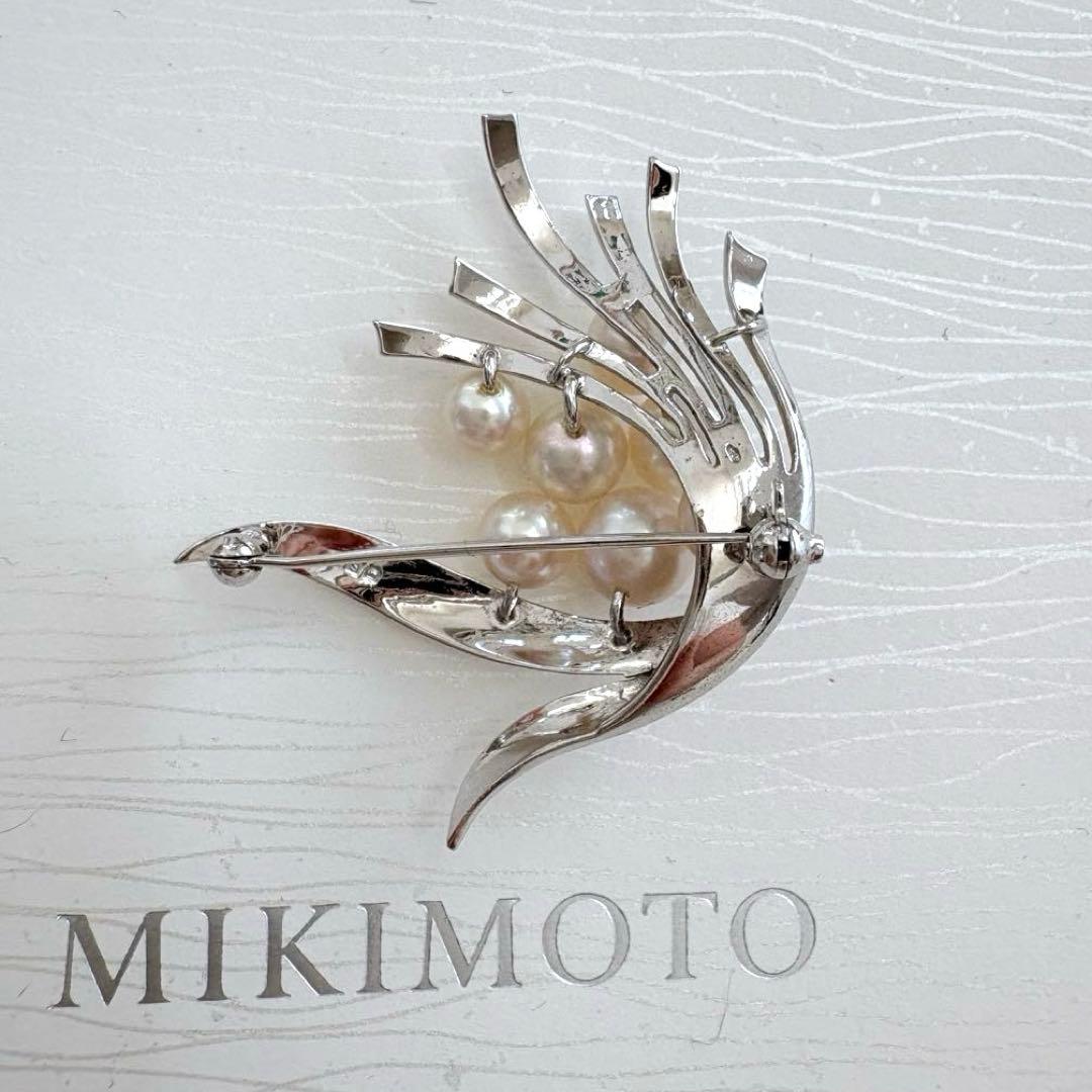 美品✨MIKIMOTO ブローチ あこや真珠 7珠 ブーケM刻印 シルバー