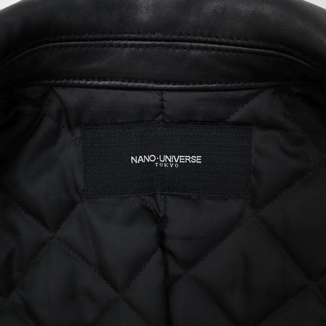 ナノユニバース ウォッシュド加工 シープレザー シングル ライダースジャケット