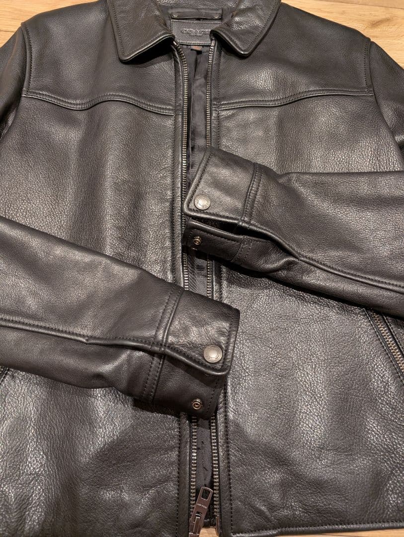 【美品】COACH　ジャケット　牛革　ブラック　コーチ　シングル