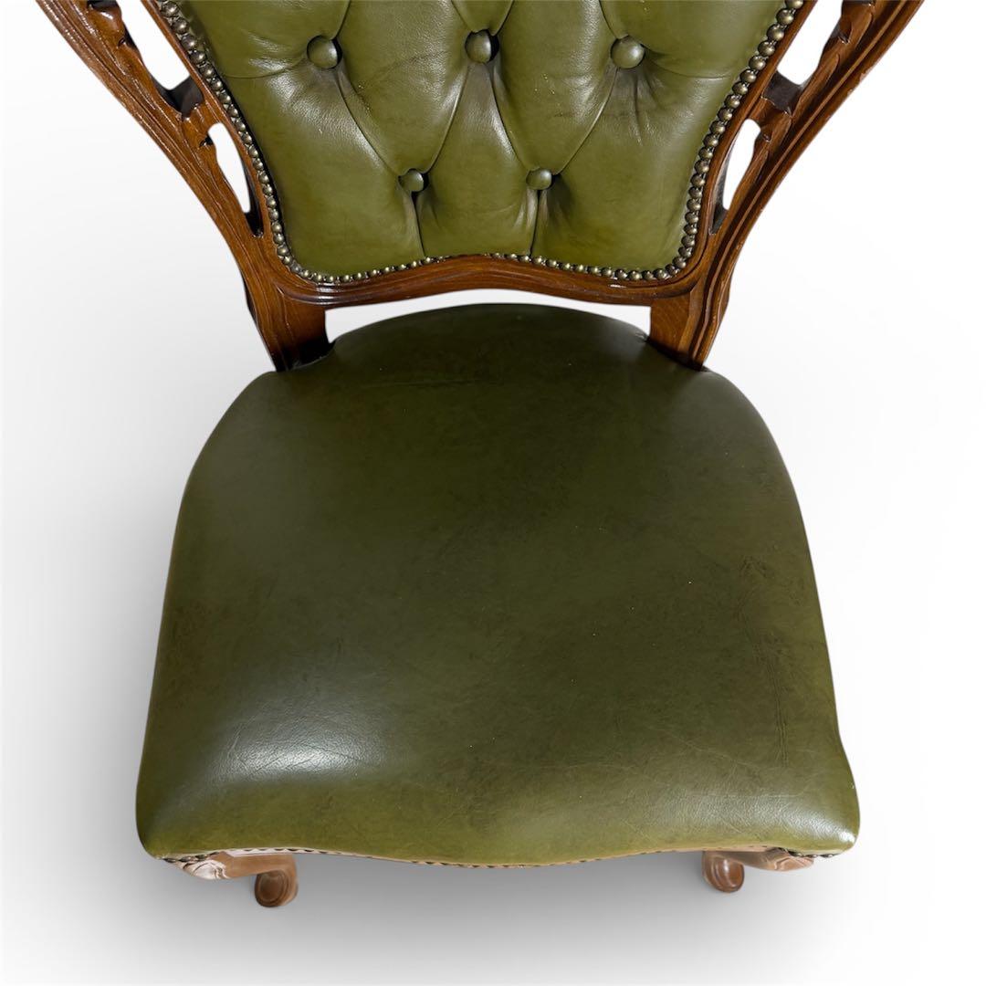 イタリアン ヴィンテージ調 ダイニングチェア レザー 猫脚 NO.3