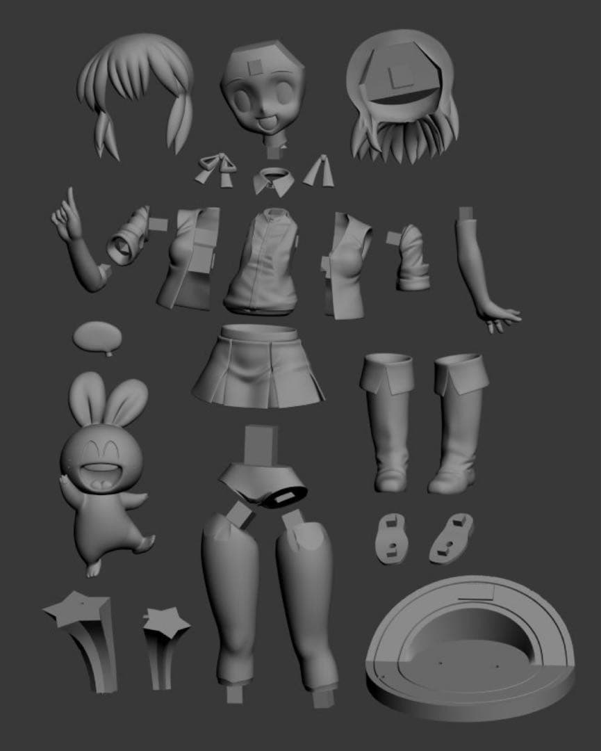 モ子ちゃんとラビくん　藤田幸久　模型