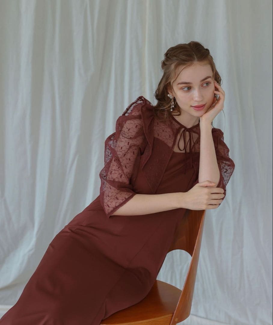 [タグ付き新品] Dorry Doll オケージョンワンピース ボルドー