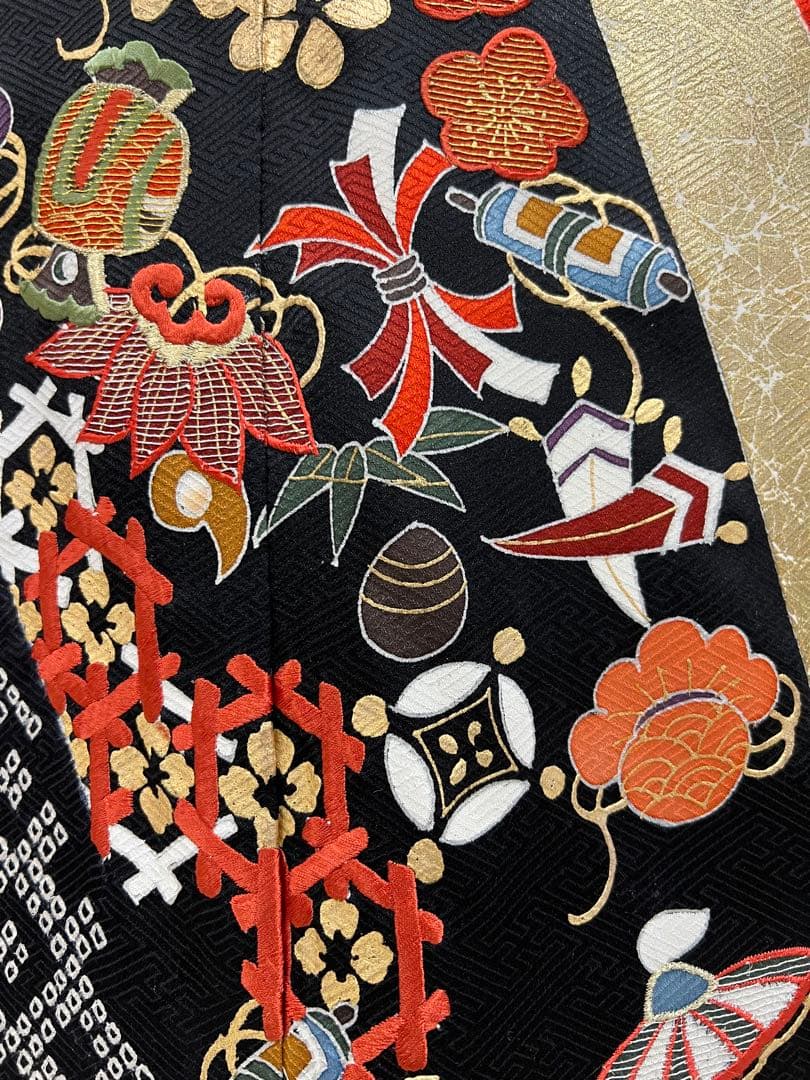 豪華　振り袖　フルセット　別誂長襦袢　成人式　金彩　宝づくし　刺繍　絞り　647