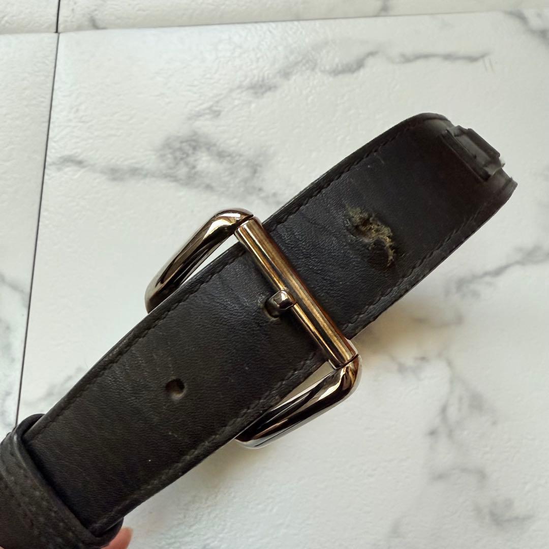 グッチ ロゴ プレート レザー リード 首輪 セット ブラック 中型犬　大型犬