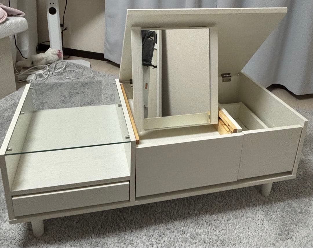 LOWYA ホワイト収納付き ドレッサーテーブル