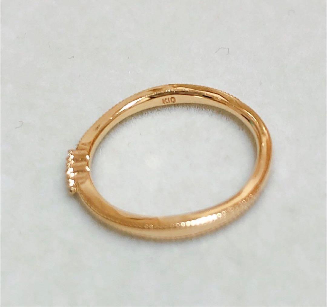 agete K10 三連 ブルーサファイア　リング　イエローゴールド