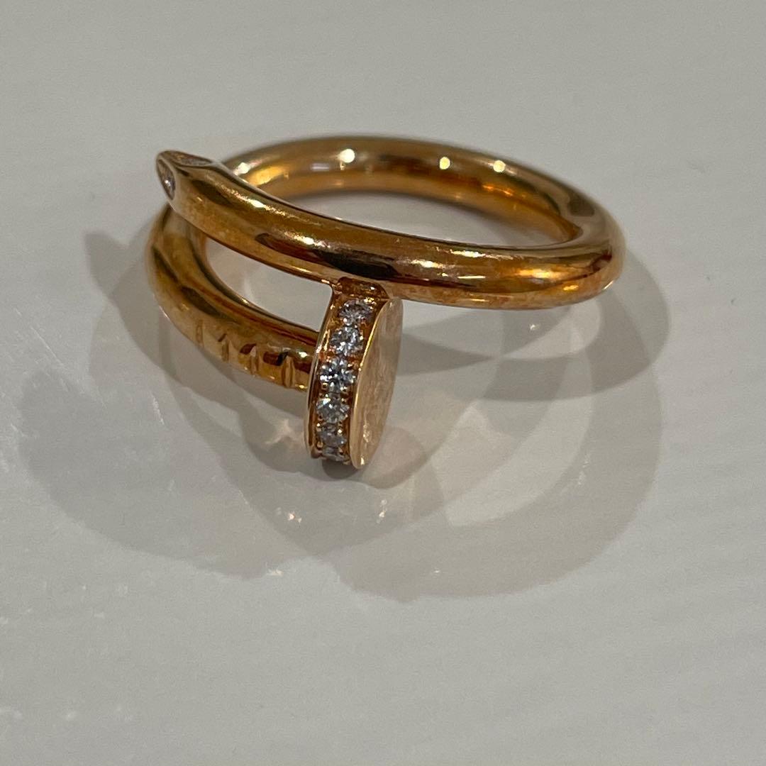 カルティエ ジュスト アンクル ピンクゴールド ダイヤ リング 美品