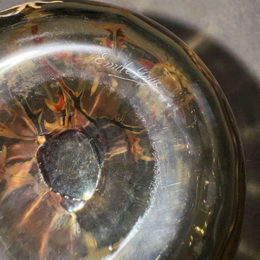 本物保証 エミール•ガレ エナメルガラス花瓶 約1890年 骨董 稀少品 共箱