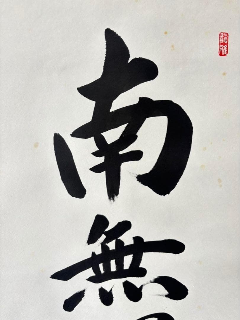 【 真作保証】掛軸 渡辺雅心『南無釈迦牟尼佛』仏書 紙本 肉筆 共箱付 掛け軸