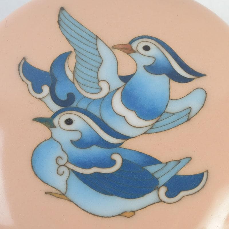 茶道具　安藤七宝焼　正倉院御物　双鳥文　香合　共布　共箱　V　9653