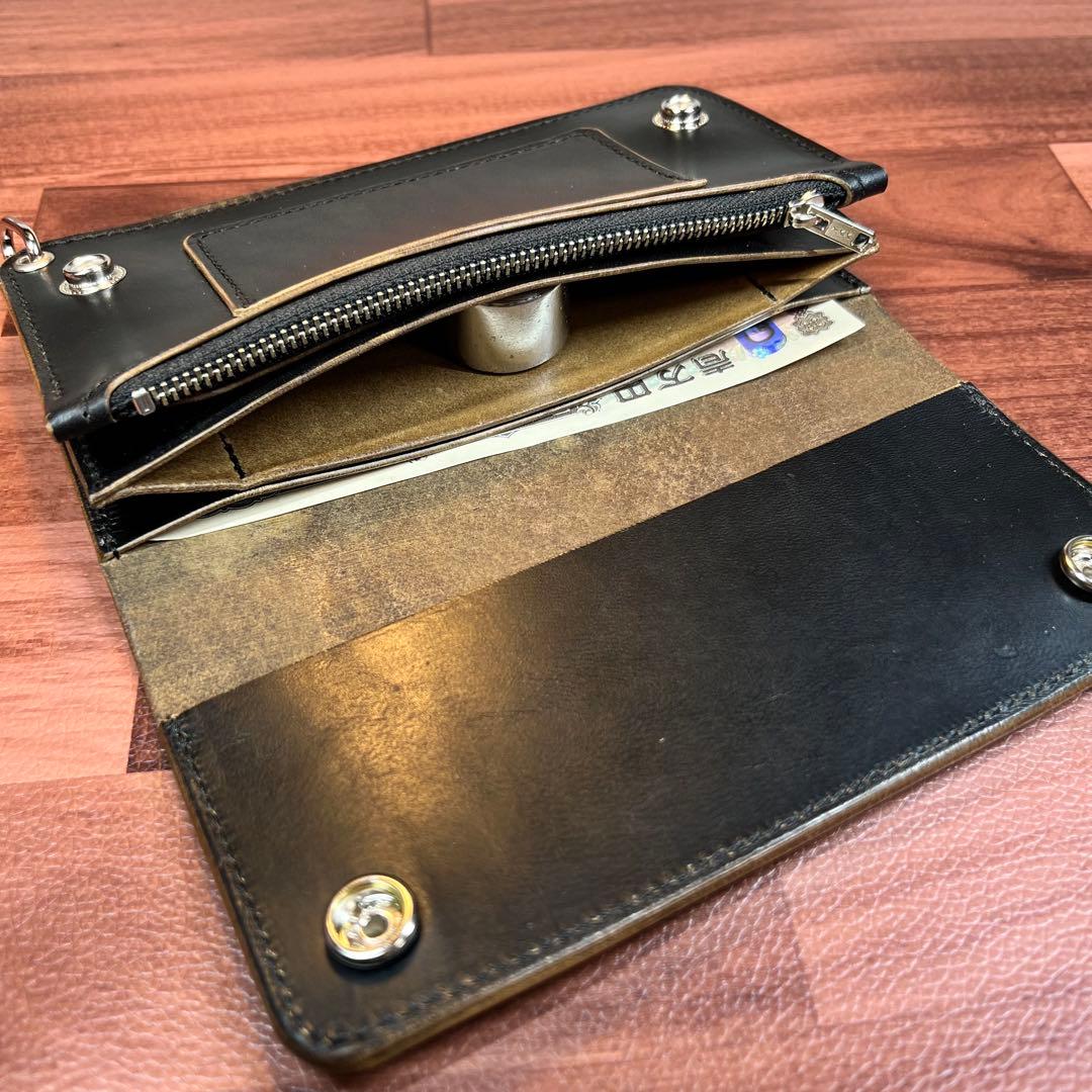 【トラッカーウォレット ロング】 3層 ホースバット シルバー