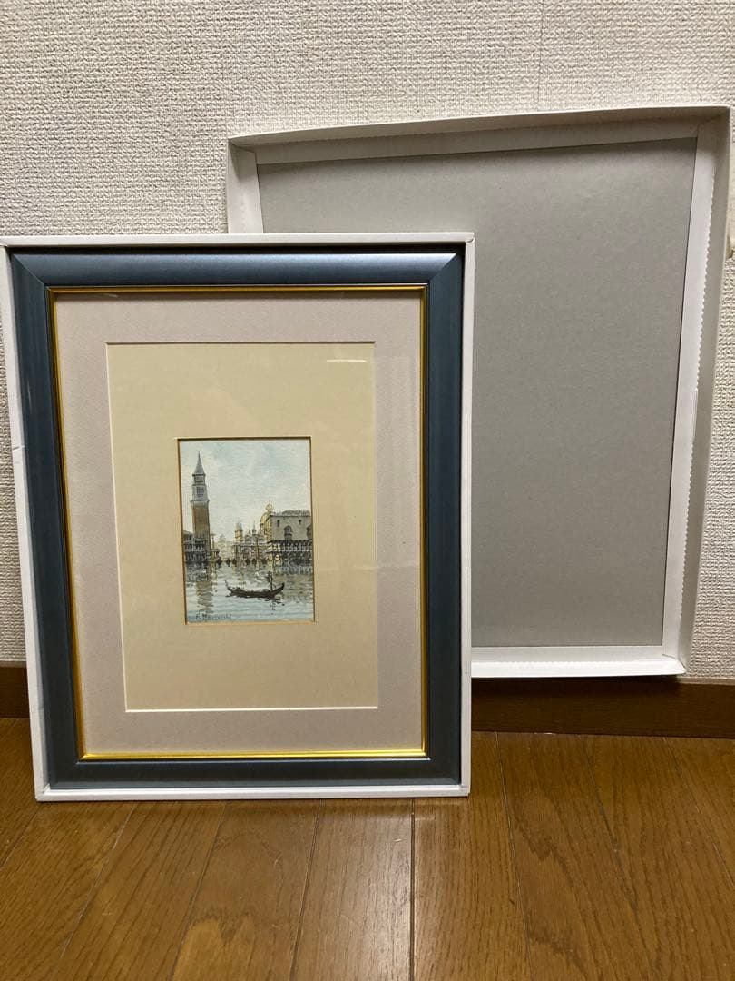 水彩 肉筆　ヴェニス・サンマルコ広場 <F・Mazzucchi> 箱有