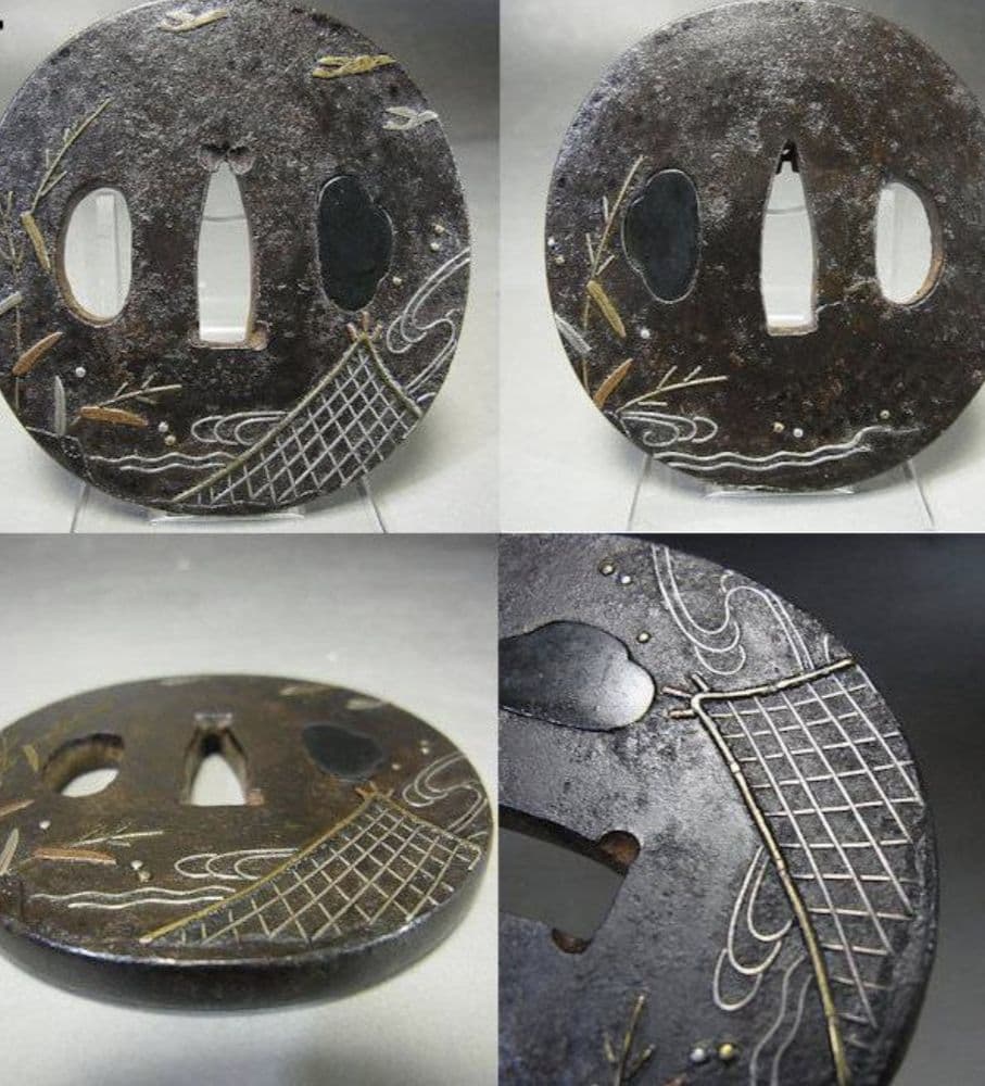 日本刀鍔！状態抜群！家とネコジャラシ！