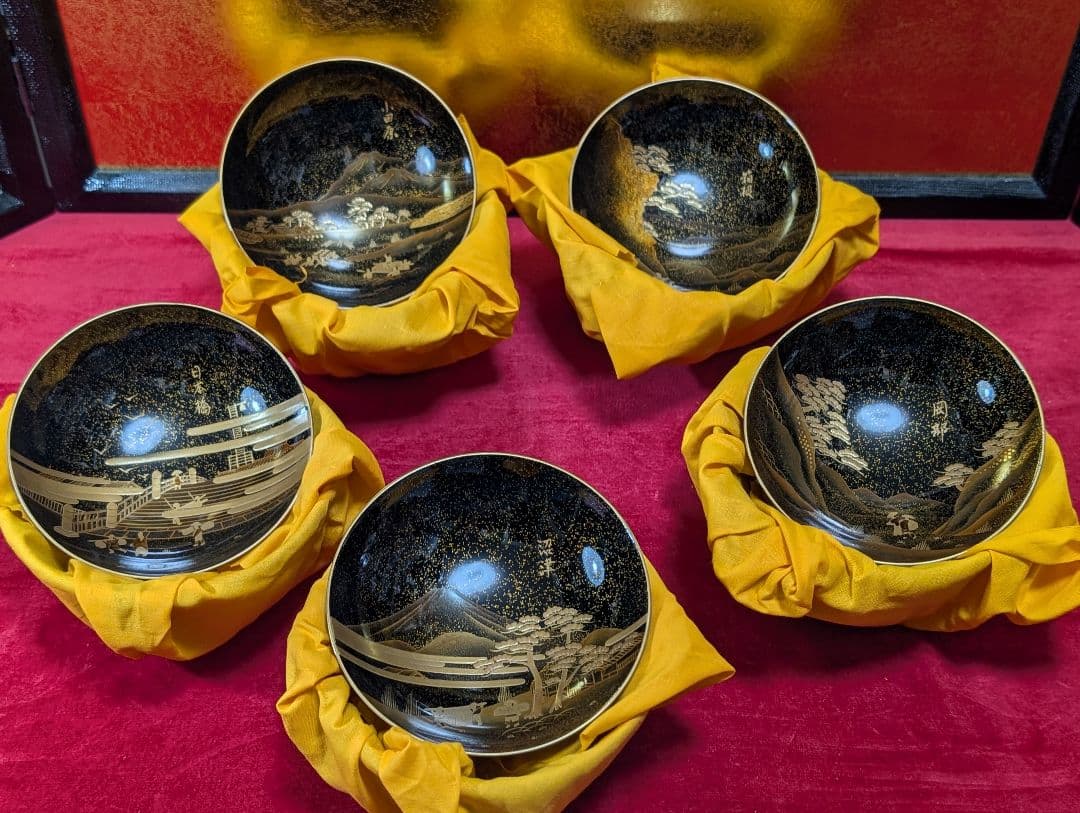 蒔絵お椀5客 東海道五十三次
