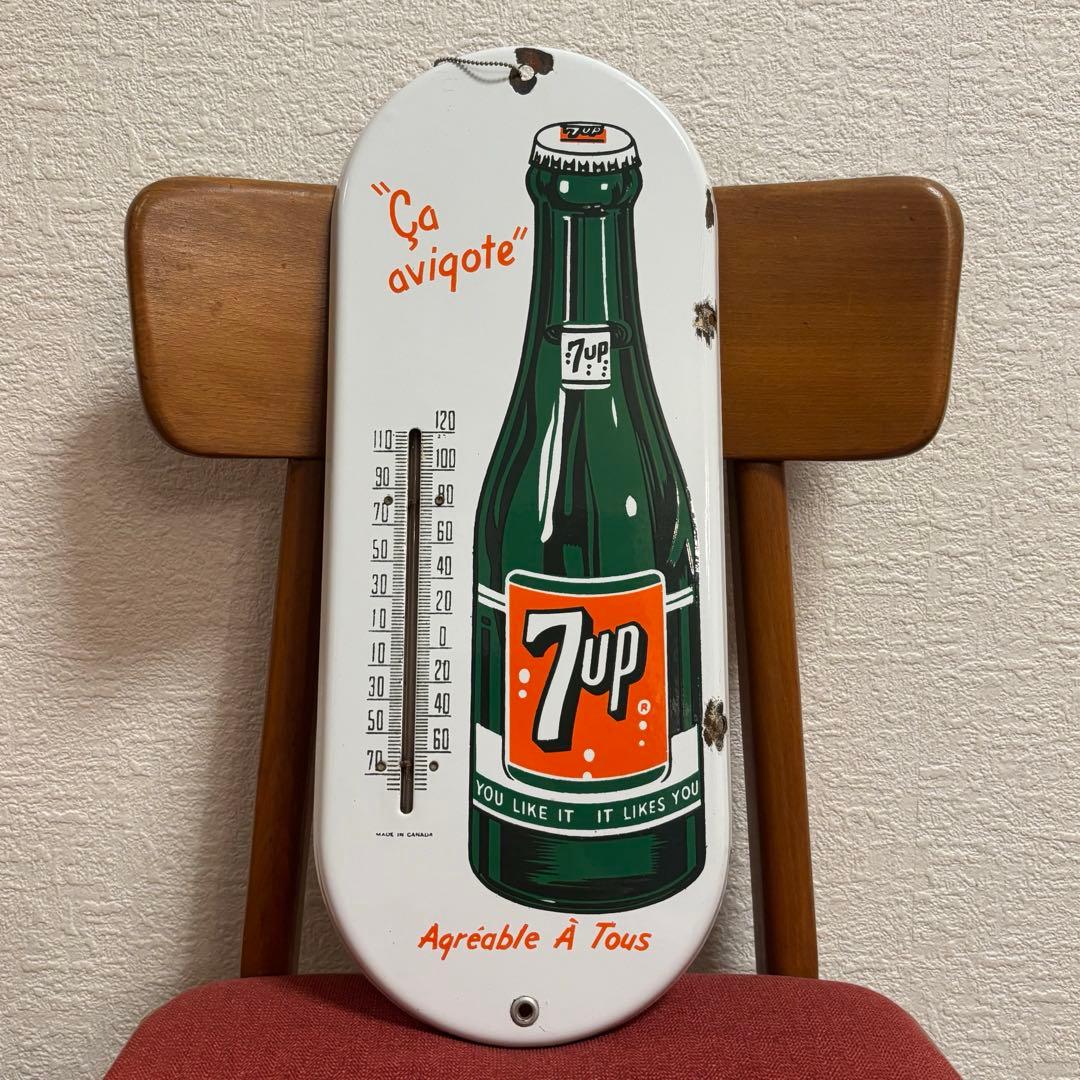 《本物》【セブンアップ 7UP】ヴィンテージホーロー温度計