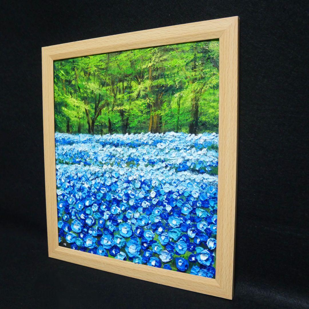 油絵 油彩 油彩画 絵 絵画 【青い花の森の中】