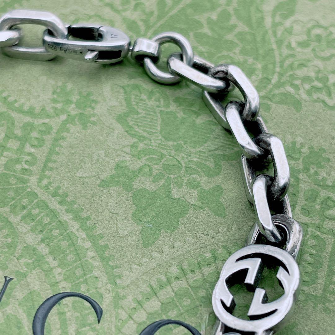 GUCCI　インターロッキング　ブレスレット　17号　シルバー チェーン