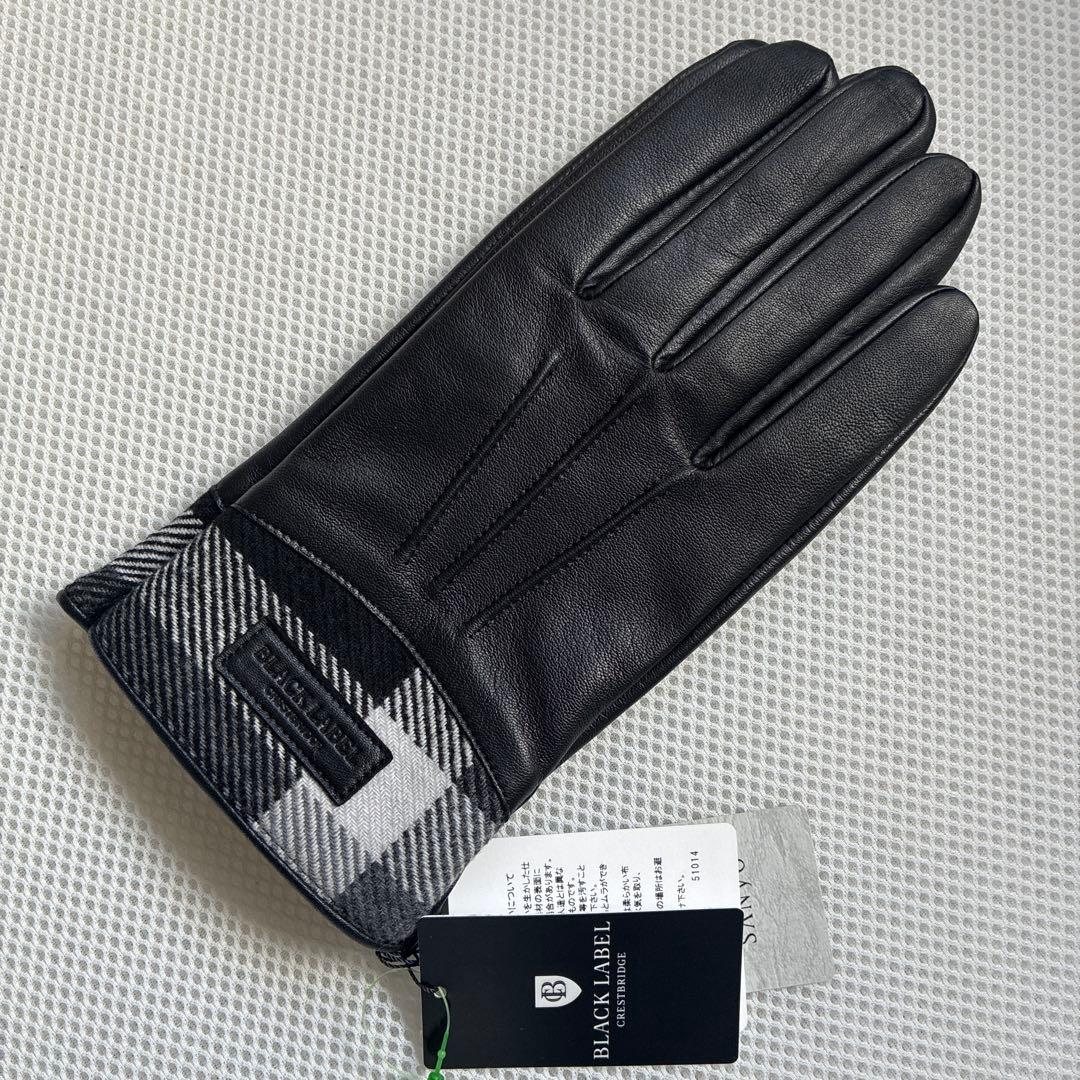 新品　ブラックレーベルクレストブリッジ　レザー 手袋　グローブ　ブラック