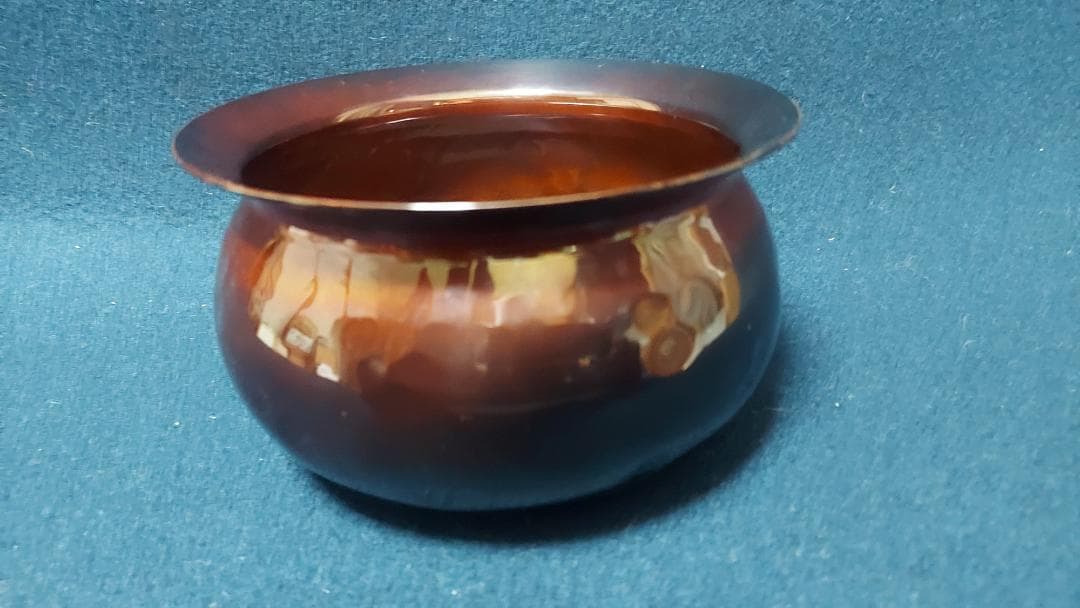 建水　エフゴ形　唐銅「不審庵」伝来形写　千家十職　中川浄益作　共箱　外箱