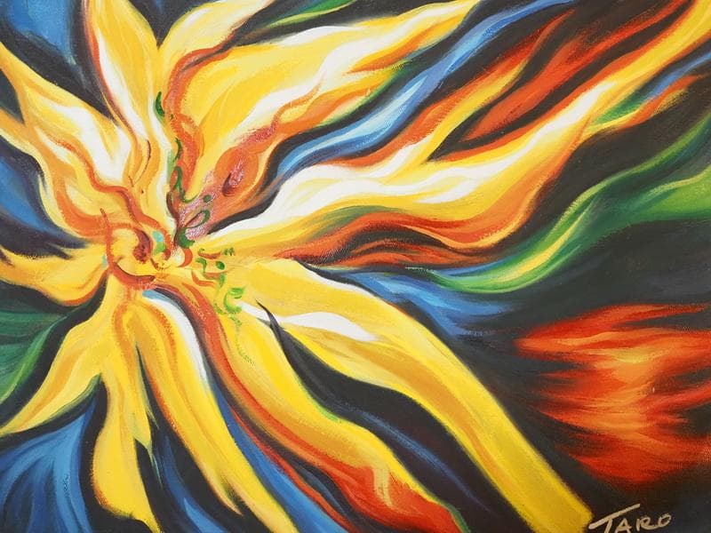 油絵　静物画　岡本太郎　ドラマ　F６号　額付き　手描き　肉筆