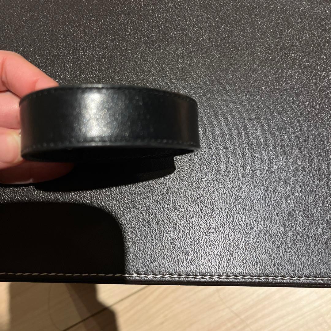 クロムハーツ 黒 レザー バングル シェルモチーフ