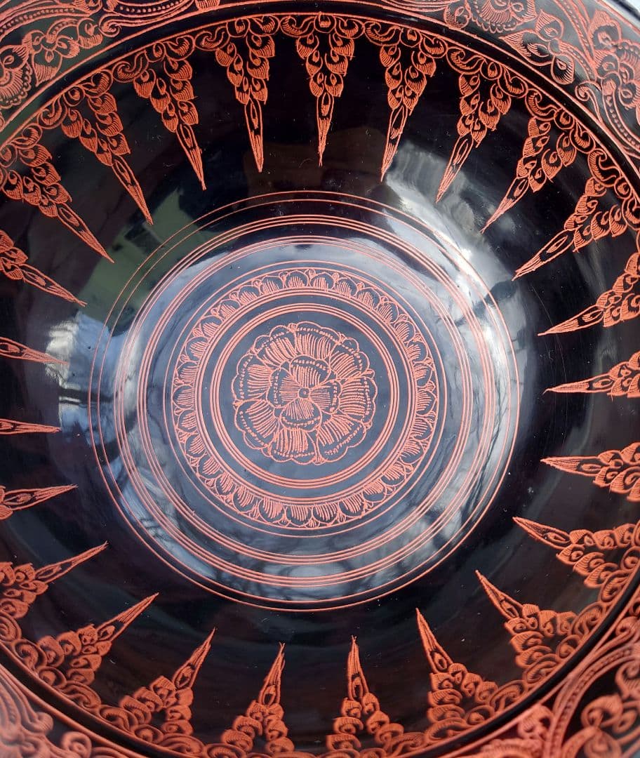 美術漆器　鳥獣蒟醤　きんま　アンティーク　細密　漆塗り　タイ・ミャンマー