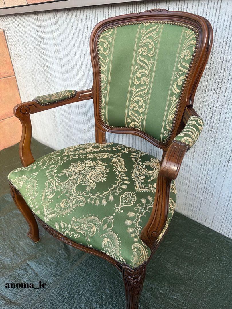 3001【アームチェア】ルイ15世様式　ロココ調　猫足　ヴィンテージ◎