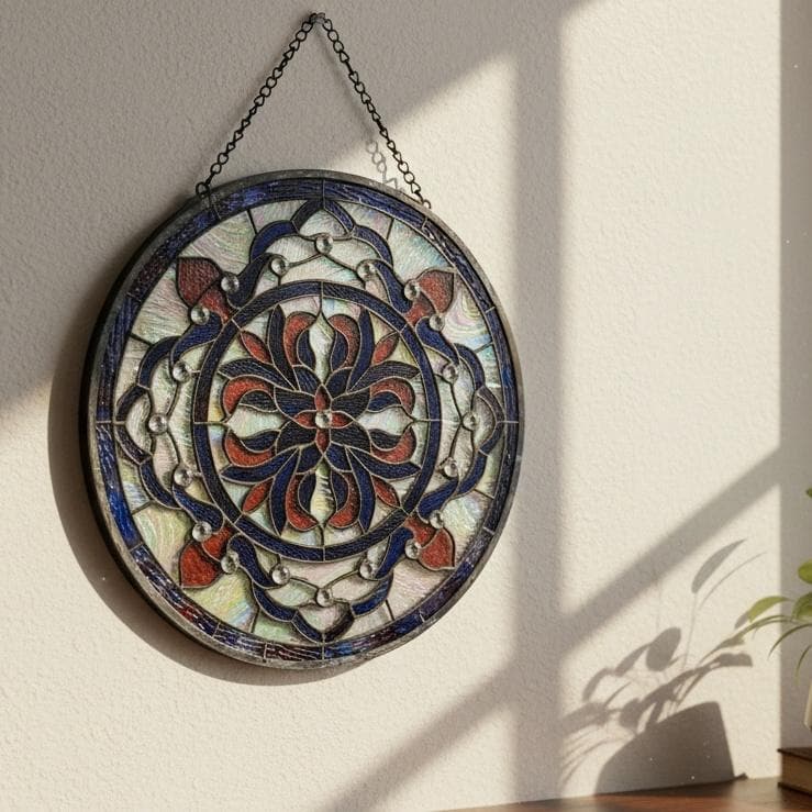 【大型45cm】ヴィンテージ ステンドグラス サンキャッチャー 壁掛け