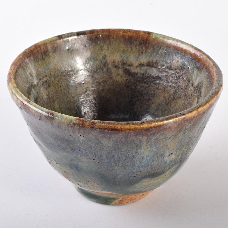 瀬戸焼　古瀬戸　窯変　海鼠釉　ぐい呑　酒盃　書付時代箱　V　R7768