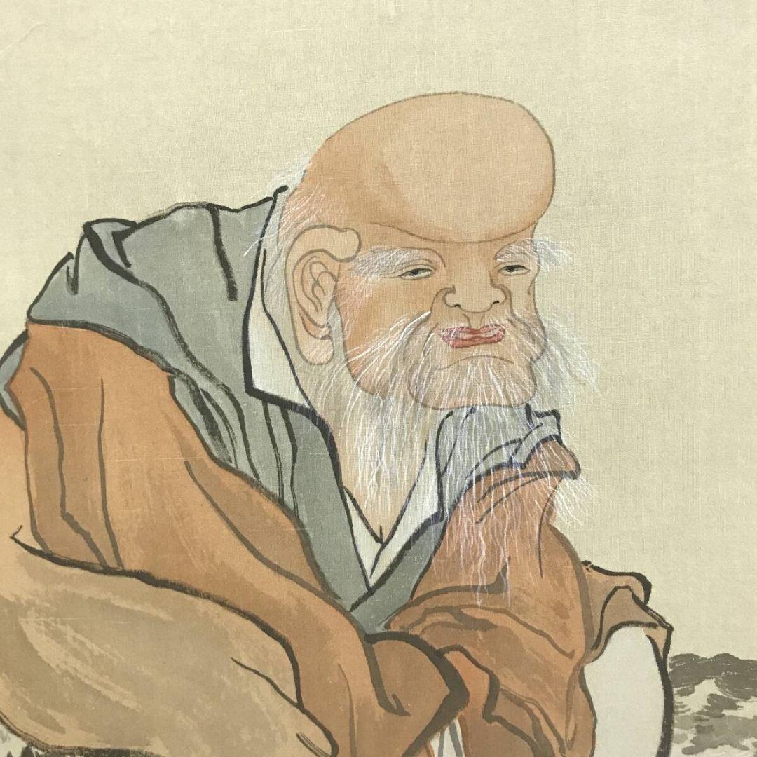 真作/平井直水/寿老山水図/三幅対/寿老人図/人物図/掛軸☆宝船☆AK-315