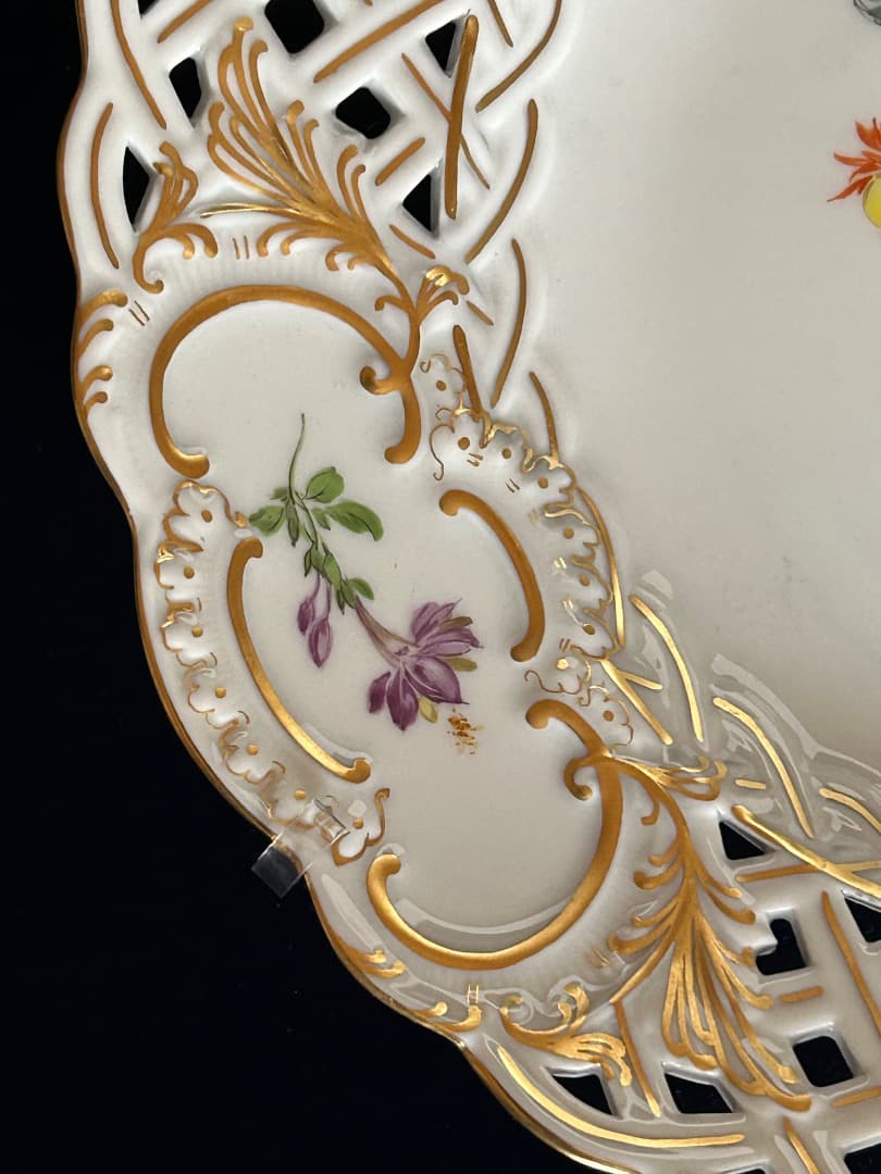 マイセンの透かし模様 額装絵皿