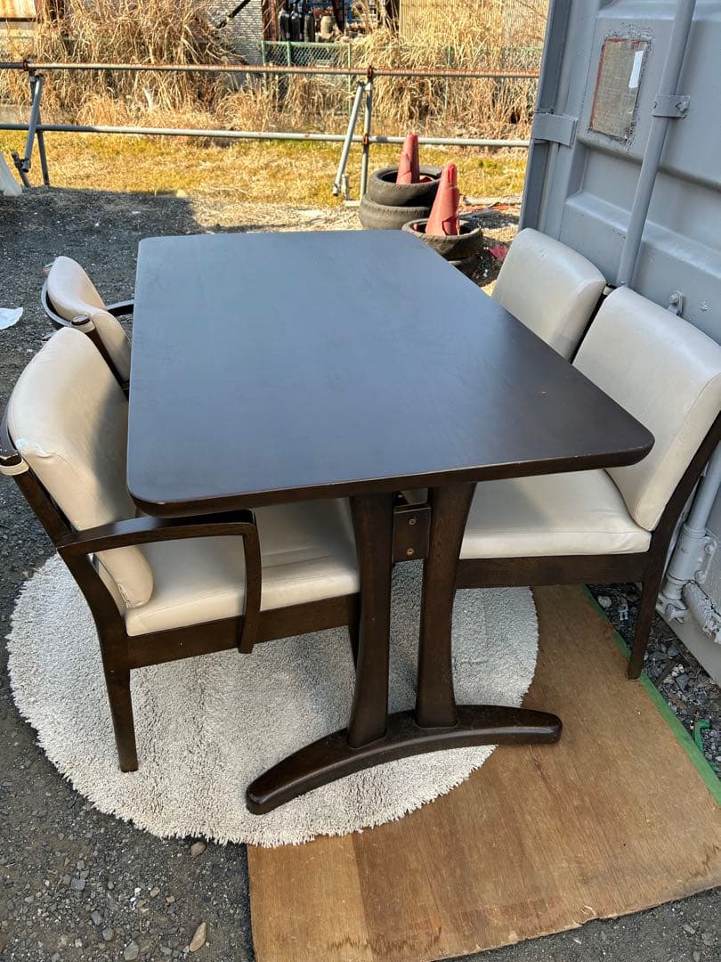 大塚家具　ダイニングテーブルセット ダークブラウン 4脚付き