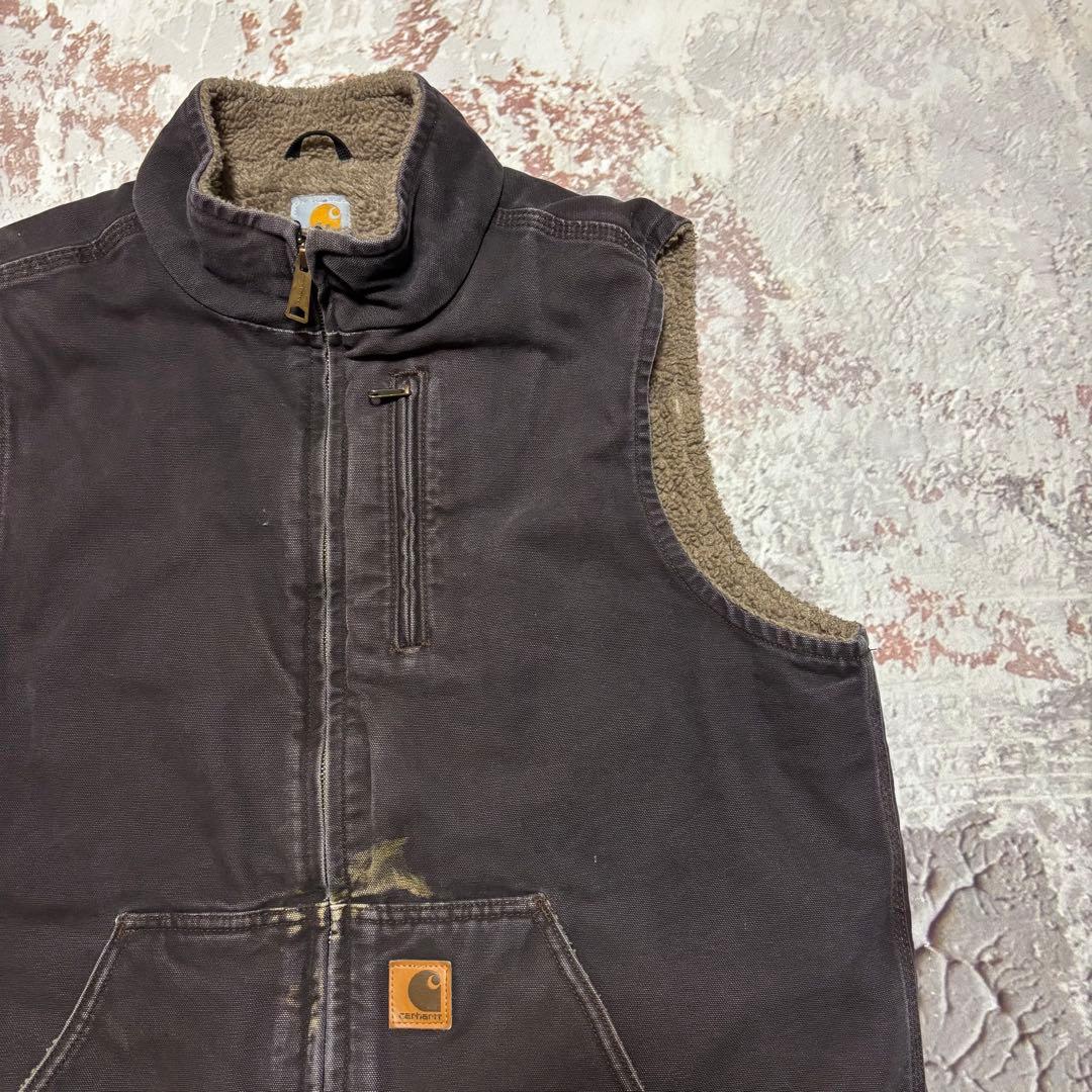 carhartt カーハート ダックベスト 裏ボア ブラウン V33DKB LT