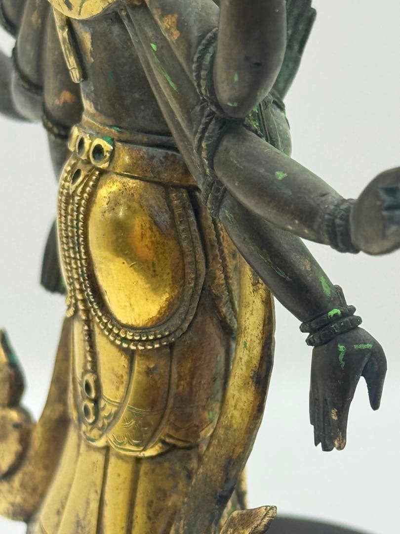 中国　清時代中期　官造　溜金十一面観音像　仏教美術　送料込み251209