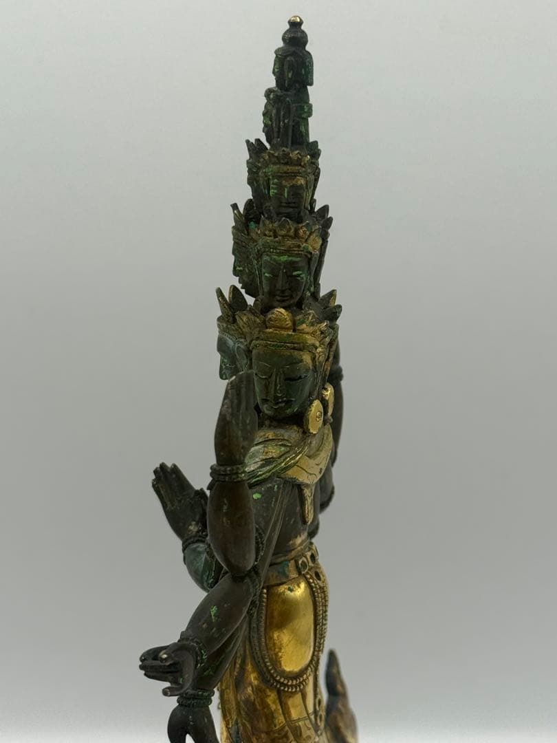 中国　清時代中期　官造　溜金十一面観音像　仏教美術　送料込み251209