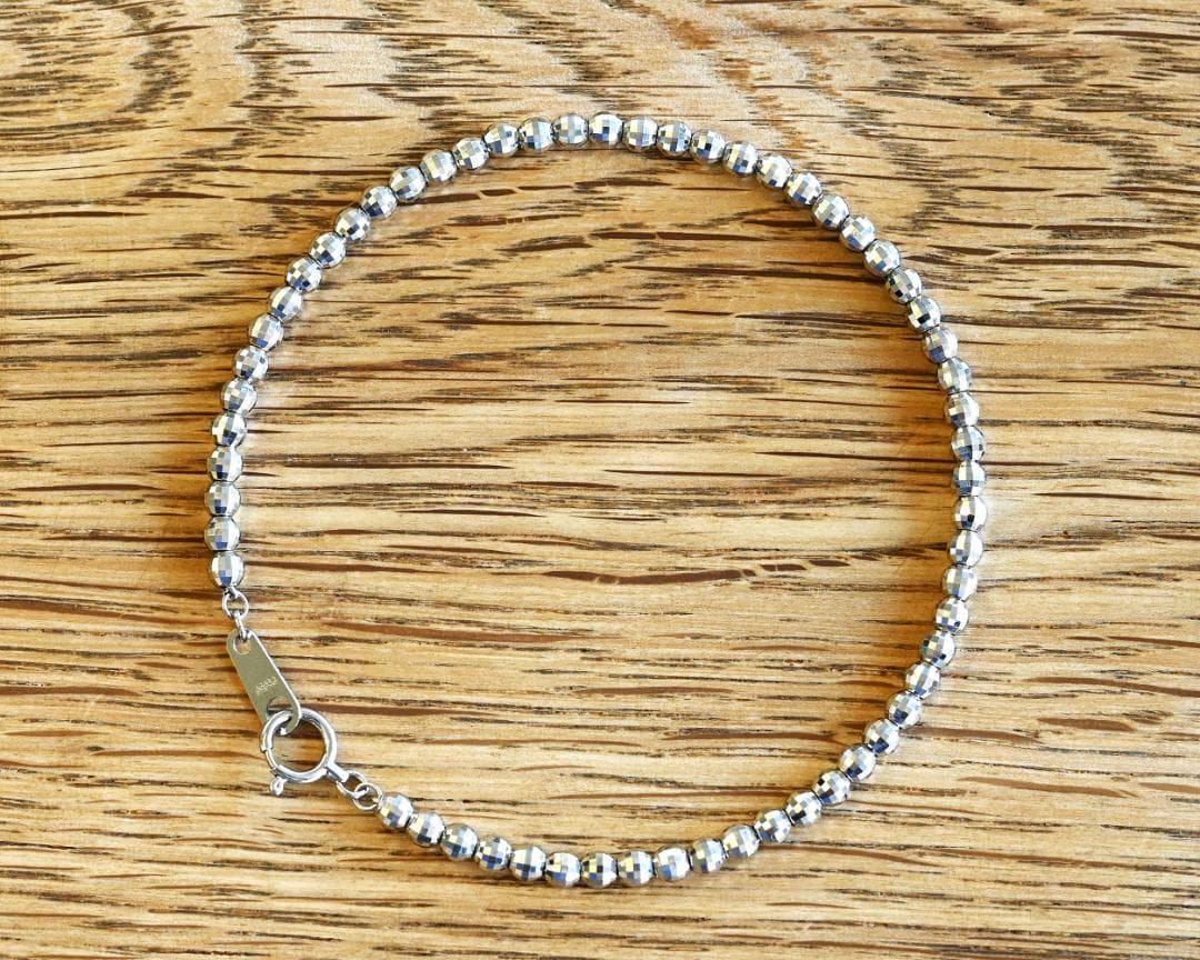 新品 Pt850ミラーカットボールチェーンブレスレット幅3.0mm長さ18cm