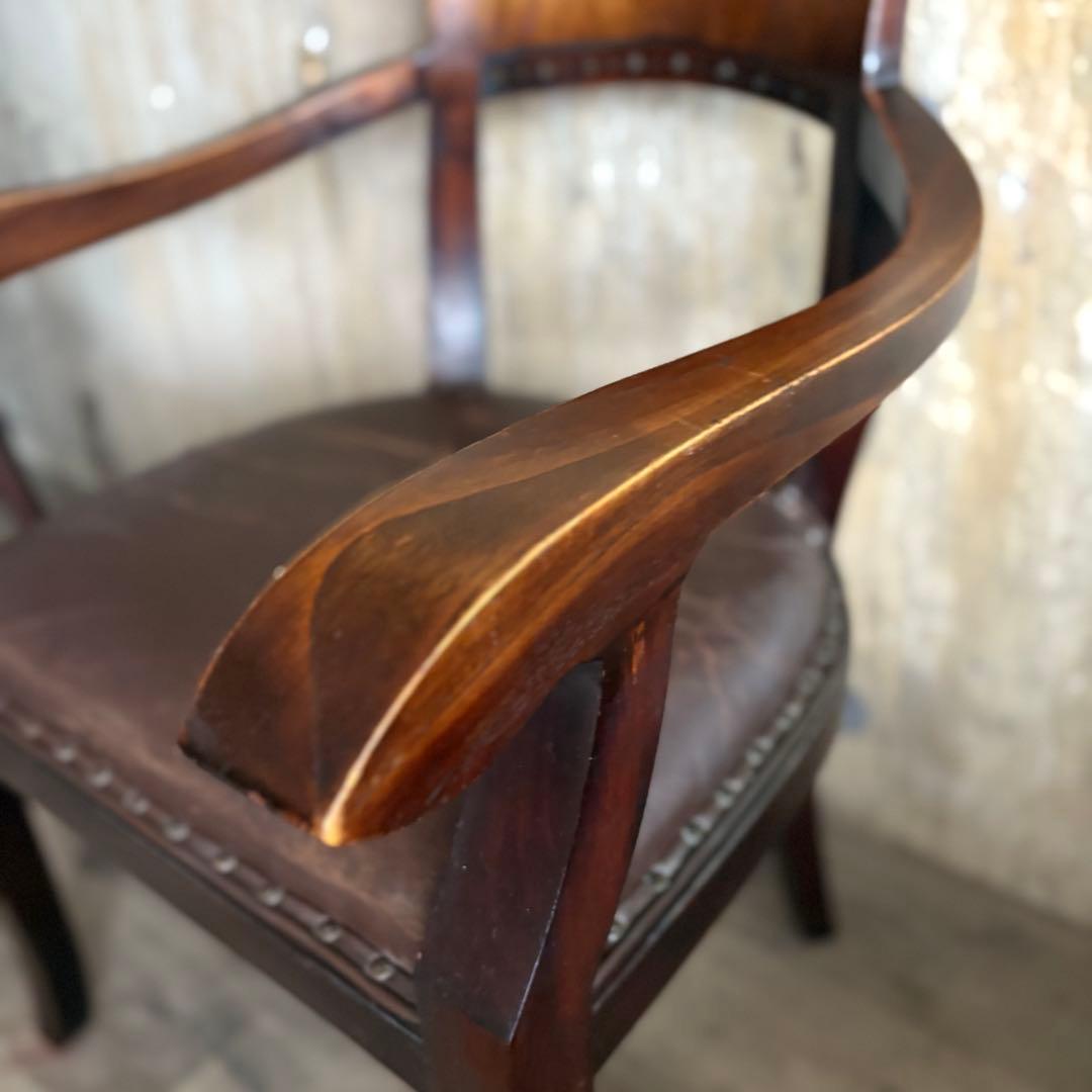 エスニックスタイル　レザーシート アームチェア ヴィンテージ　②