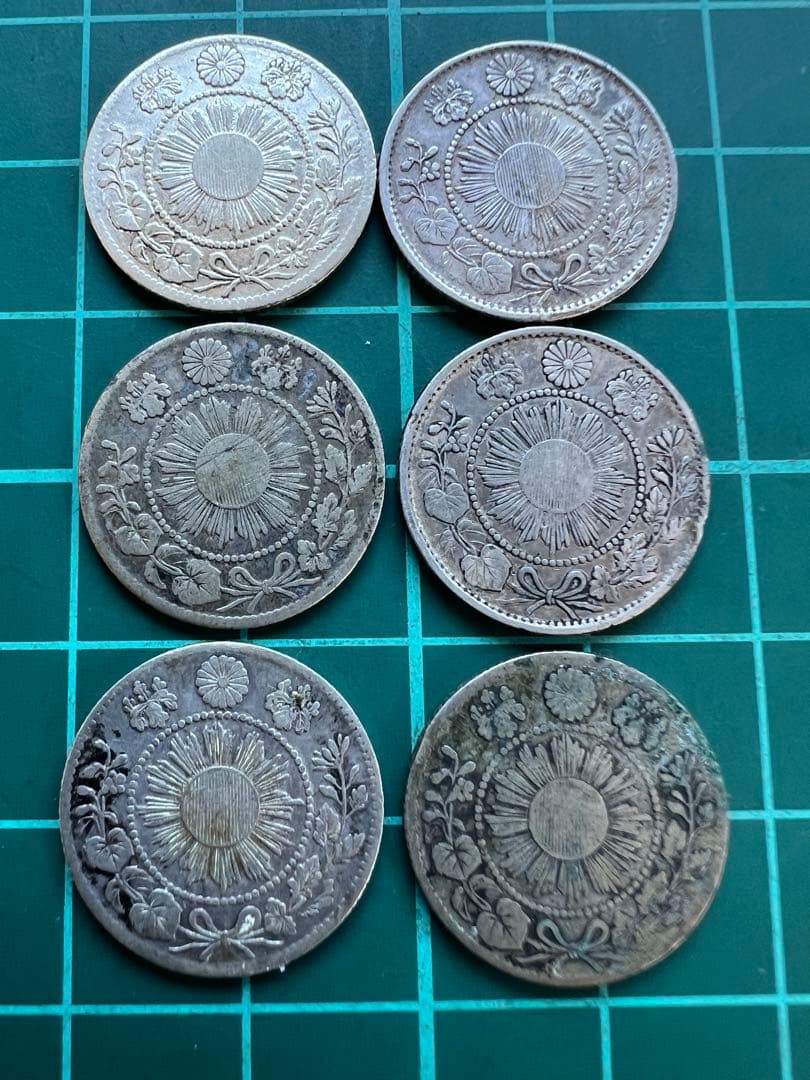 日本銀貨　旭日竜10銭銀貨　6枚ロット