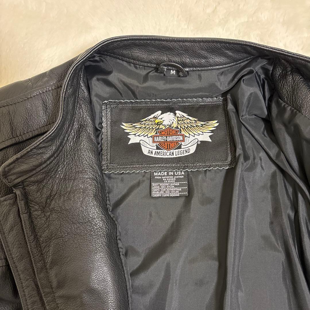 【美品】Harley-Davidson レザージャケット Mサイズ 刺繍ロゴ