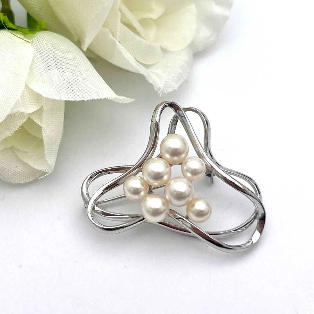 ミキモト　シルバー　パール　ブローチ　皇室御用達ブランド