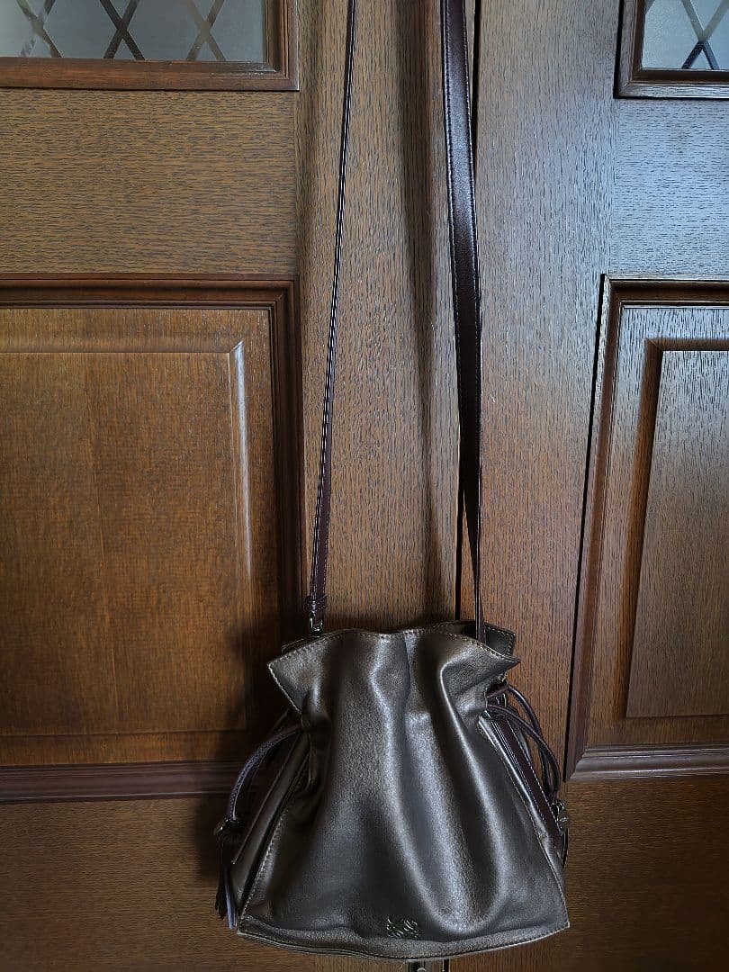 美品 ロエベフラメンコダークブラウン フリンジナッパー ミニ