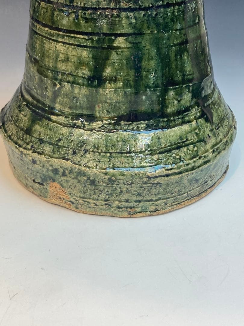 岡部嶺男 作 織部花入 花瓶 合箱 茶道具