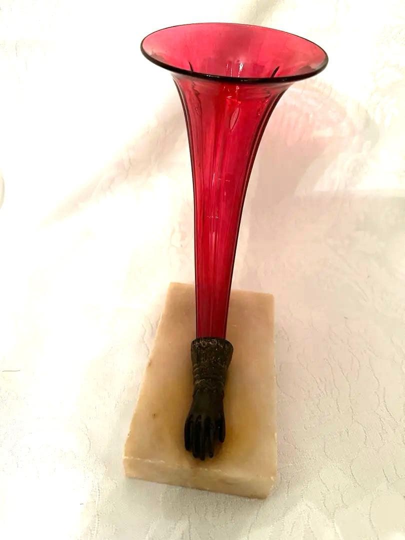 アンティーク　クランベリーガラス花器