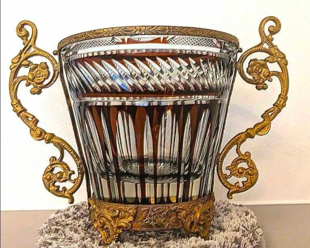 アンティーク　クリスタル　真鍮　フランス　オルモル　スタンド　バカラ　サンルイ