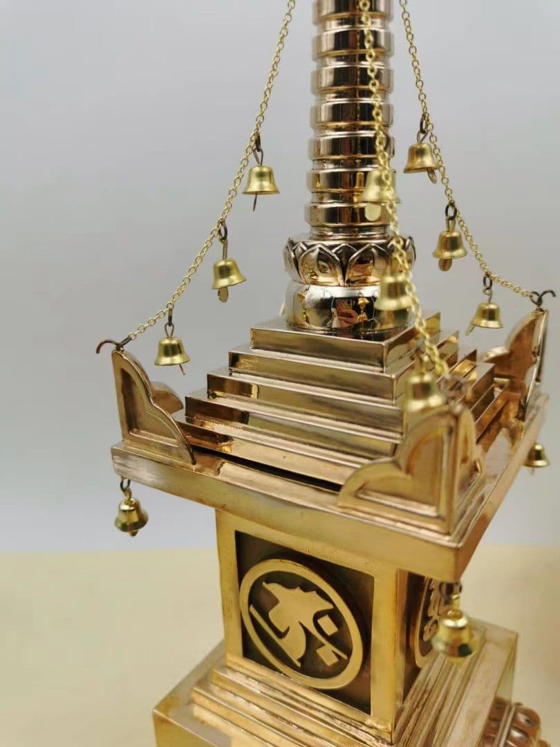 【修縁堂】バジュラ希少 チベット密教 密教法具 宝篋印塔29cm