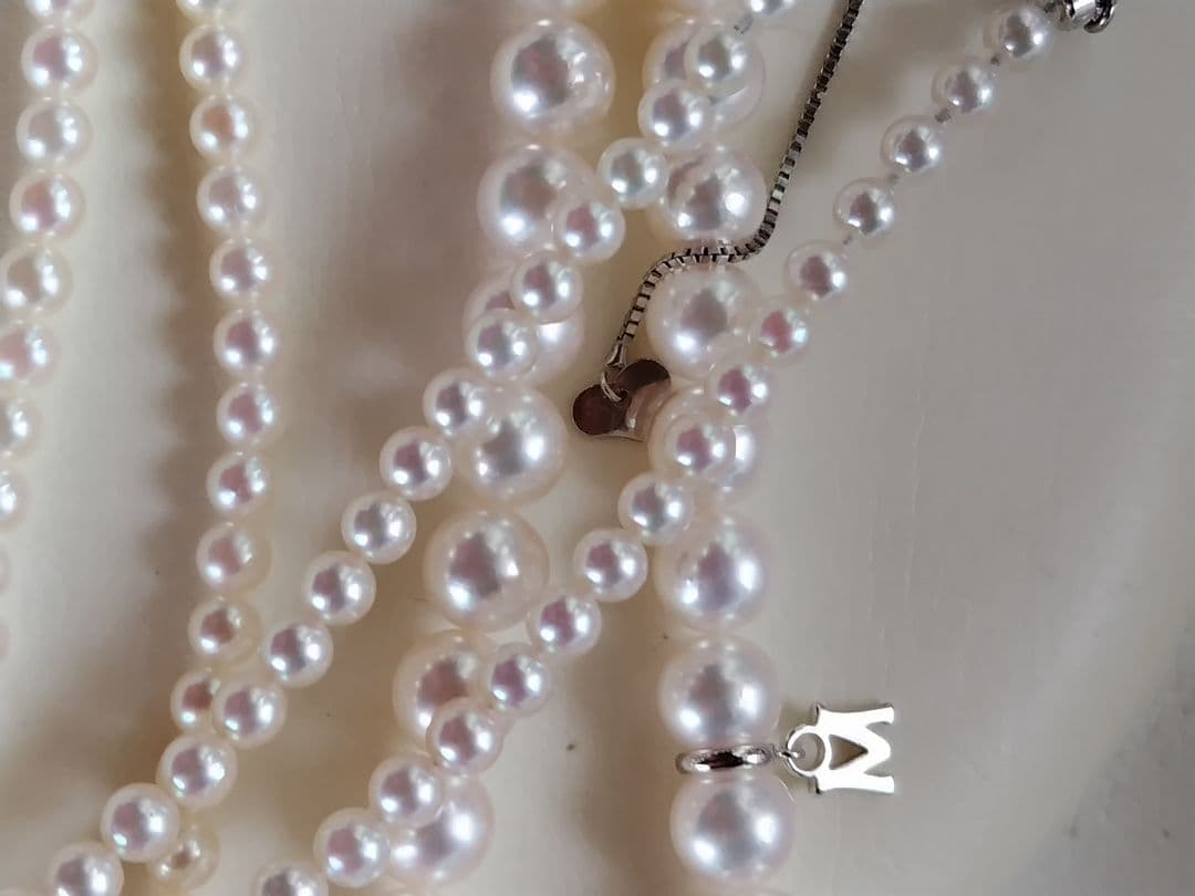 艶照り最高】K18WG マグネットアジャスター あこや真珠ベビーパールネックレス