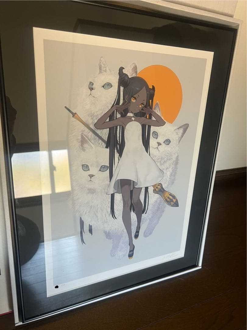 【額装済み】黒星紅白画集発売記念展 直筆サイン入り描き下ろしアートグラフ