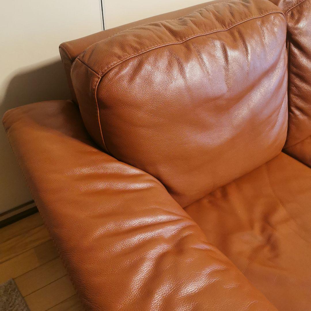 【MDS様用】ブラウン本革3人掛けソファ