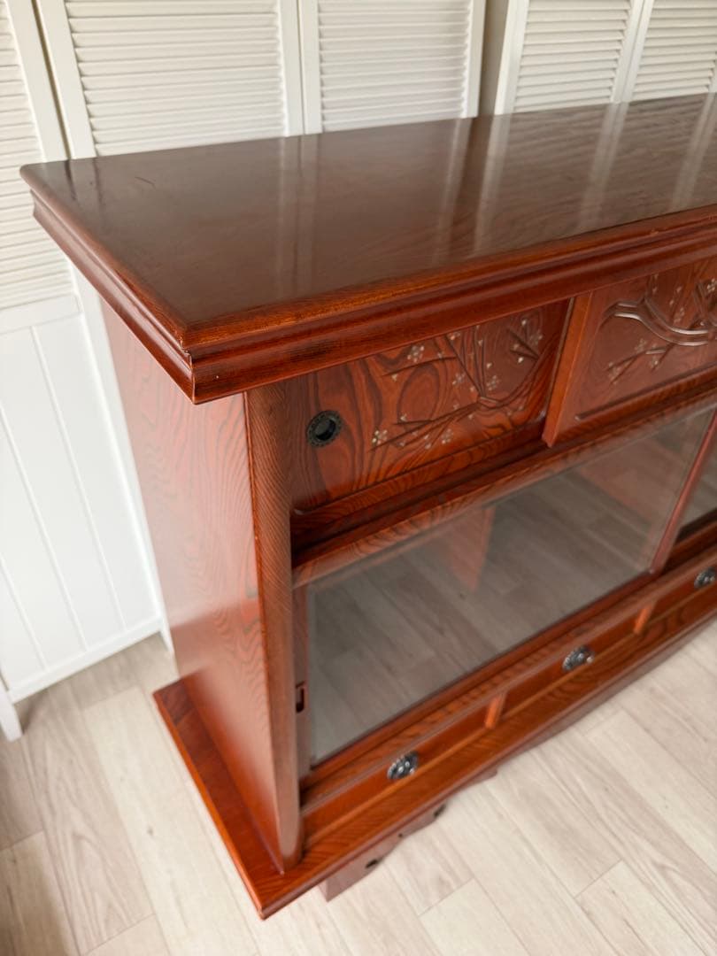 最終値下げ! 欅材 レトロ茶箪笥 水箪笥 古家具 昭和 アンティーク 収納棚