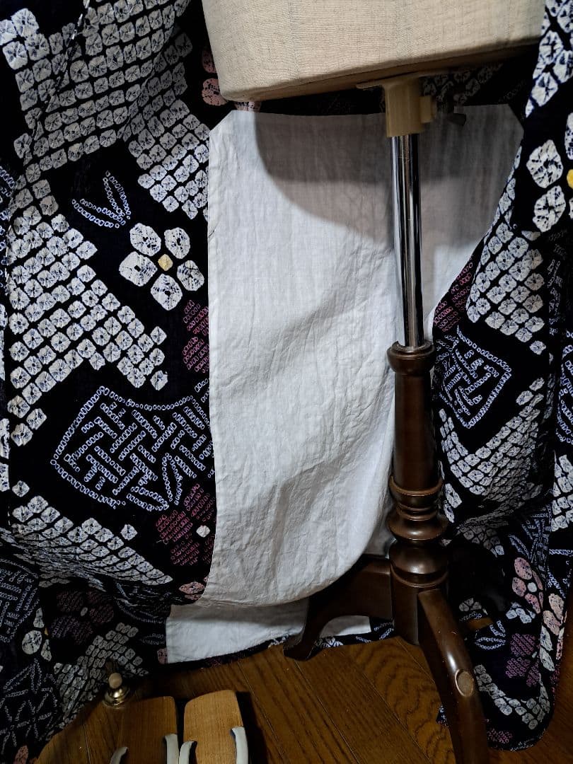 絞り浴衣 有松絞り 花繋 【美品】手縫い